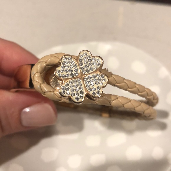 Rose gold and woven leather Folli follie bracelet - Picture 2 of 3